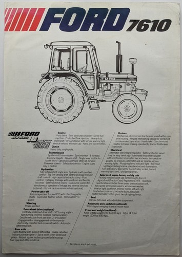 Original ford spec sheet for - spec,